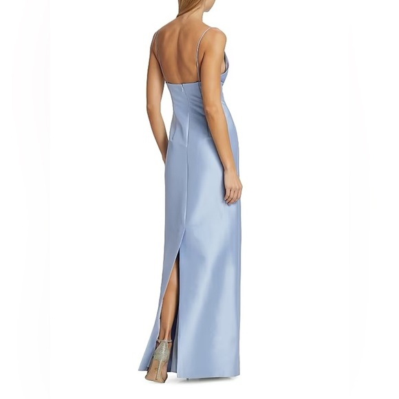 New Sachin & Babi Pryce Crystal Strap Detail Vertical Stretch Mikado Column Gown - Picture 15 of 16